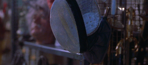 The fencing mask worn by Solomon to commit the murders.