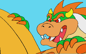 Bowser spying on Mario and Luigi.