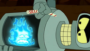 Flamo trapped in Bender's body.