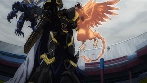 Alphamon vs Birdramon and Kabuterimon