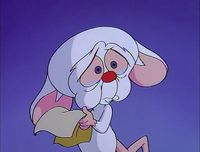 The Brain starting to cry after reading Pinky's letter to Santa Claus