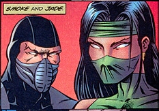 Smoke and Jade, Shao Kahn's assassins in the Mortal Kombat Battlewave comics.