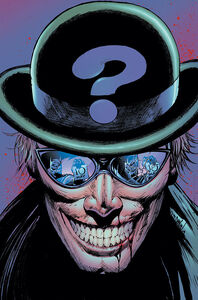 The Riddler's evil grin.