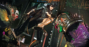 Batgirl fighting Joker's Gang in Arkham Knight DLC: A Matter of Family.