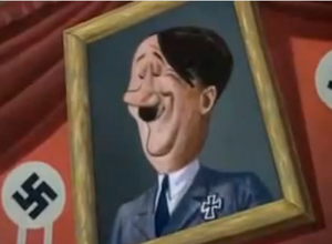 Hitler's pleased face from "Education for Death".