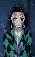 Tanjiro's long-haired appearance