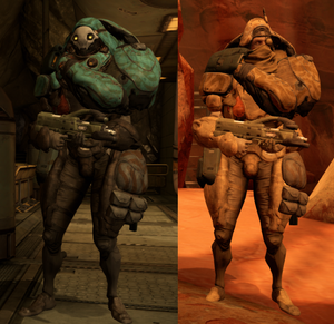 Comparison between Elite Lancers in space (left) and in Settlement (right) before Update 9.6 with Burston