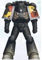 Howling Griffons Chapter, Brother Palitinus wearing Mark VII Aquila Power Armour, in Night World Colour Scheme