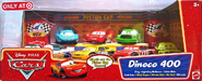 2007 release with Lightning McQueen, Chick Hicks, Strip Weathers aka "The King", Billy Oilchanger, Claude Scruggs, Todd Marcus, and Crusty Rotor