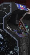 A Star Wars arcade game can be seen in a wide view of Litwak's Arcade.