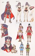 Concept art of alternate outfits