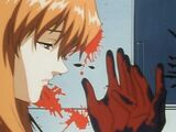 Elly's blood-stained hands.