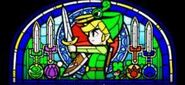 Vitral de Link y los elementos en The Minish Cap.