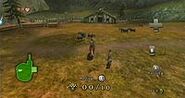 Link montado en Epona, para hostigar las cabras.