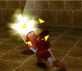 Link performing a Jump Attack on a Flare Dancer from Ocarina of Time