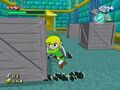 Link pushing a crate from an early build of The Wind Waker