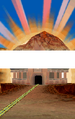 The true height of the Fire Temple, shown with a space to represent the spacing of the two Nintendo DS screens from Spirit Tracks