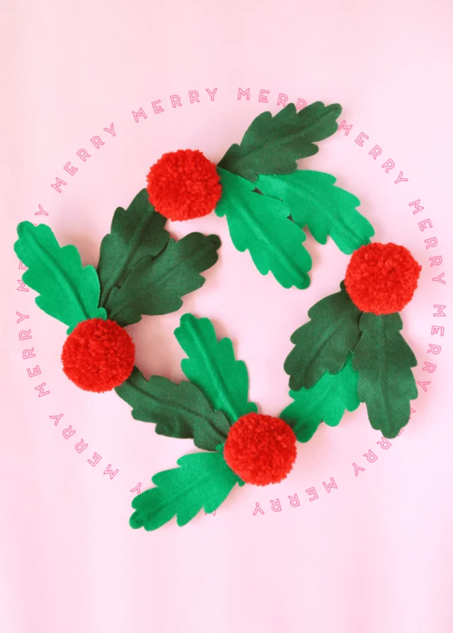 DIY Felt Holly Wreath