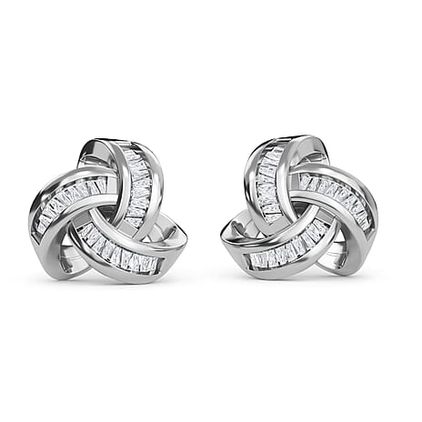 Diamond Triple Knot Stud Earrings in Platinum Overlay Sterling Silver 0.25 Ct.