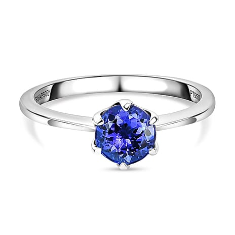 RHAPSODY 950 Platinum AAAA Tanzanite Solitaire Ring 1.00 Ct.