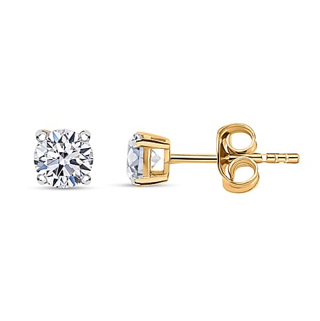 The Showstopper Deal Luxuriant Diamond - 14K Yellow Gold SGL Certified Lab Grown Diamond (VS-E-F) Solitaire Stud Earrings 1.0 Ct.