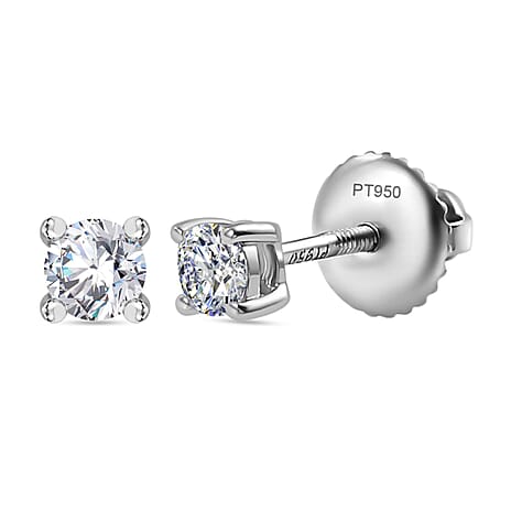 RHAPSODY 950 Platinum IGI Certified Diamond (VS-EF) Stud Earrings (With Screw Back) 0.25 Ct.