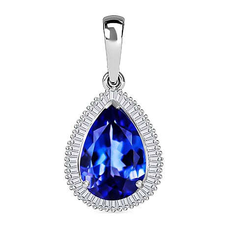 RHAPSODY - 950 Platinum AAAA Tanzanite (Pear 5.22 Ct) & Diamond (VS-E-F) Pendant 5.61 Ct.