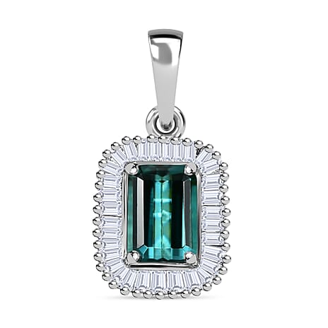 RHAPSODY  950 Platinum AAAA Lagoon Tourmaline & White Diamond  VS-EF Pendant 1.30 Ct