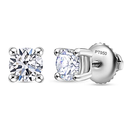 Luxuriant Diamond 950 Platinum SGL Certified Lab Grown Diamond (VS-E-F) Solitaire Stud Screw Back Earring