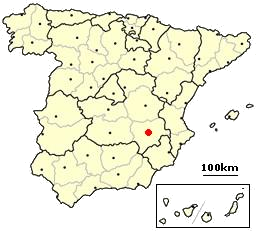 Location of Albacete regard to Spain