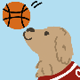 Golden retriever bounces basetball.png