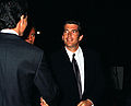 John F. Kennedy Jr. greets invited guests at the HBO and Imagine Entertainment premiere held at Kennedy