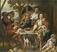 The Porridge Eater label QS:Len,"The Porridge Eater" label QS:Lpl,"Jedzący mężczyzna" 1660s, Museumslandschaft Hessen Kassel