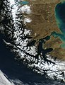 Satellite image of the strait of Magella, courtesy NASA