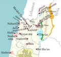 Map of missile strikes in Israel (en).