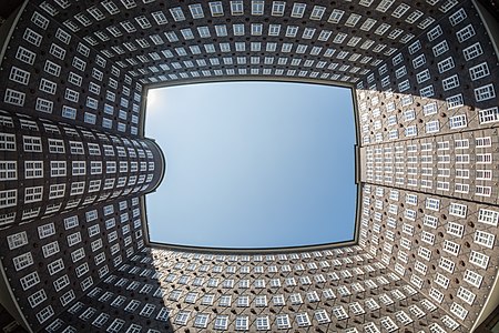 Courtyard of Sprinkenhof office building in Hamburg by Ajepbah