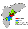 Map of Alicante-Elche's metropolitan area.