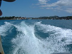 Wake behind a speedboat, Madagascar