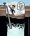 Satire, cartoon I created for D66 IDEE magazine, Dutch, about problems with gas production in Groningen