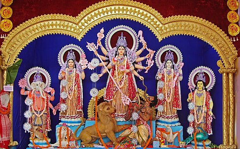 Durga idol during Durga Puja 2011 in a temple at Burdwan