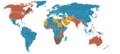 World map showing the different existing legal systems.