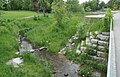 The outflow of the pond is a small contributor to the river.