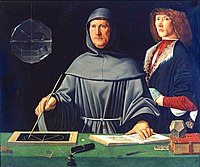 Jacopo de' Barbari. Fra' Luca Pacioli and an unknown Young Man. С. 1495 Якопо де Барбари. Портрет Луки Пачоли с неизвестным молодым человеком. Ок. 1495. Неаполь, Музей Каподимонте