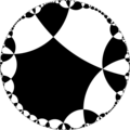 Isohedral tiling of the hyperbolic plane by dodecagons.