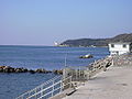 View of Miramare Castle from the promenade of Barcola