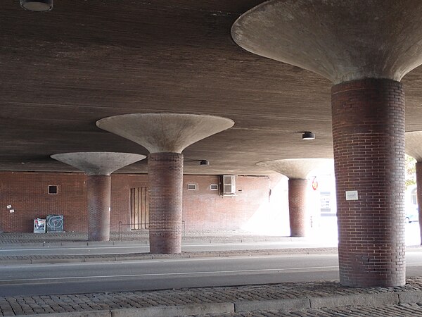 7: Support columns under Langebro from 1954 in Copenhagen i Denmark.