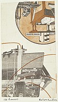 Réconstruction. circa 1921-1925. collage on paper medium QS:P186,Q170593;P186,Q11472,P518,Q861259 . 29.5 × 21 cm (11.6 × 8.2 in). Otterlo, Kröller-Müller Museum.