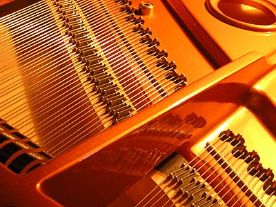 Interior of a grand piano