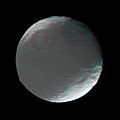 Stereo image of Iapetus (use red-green glasses)