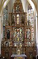 English: Monastery church: high altar and glass painting Deutsch: Stiftskirche: Hochaltar und Glasmalerei